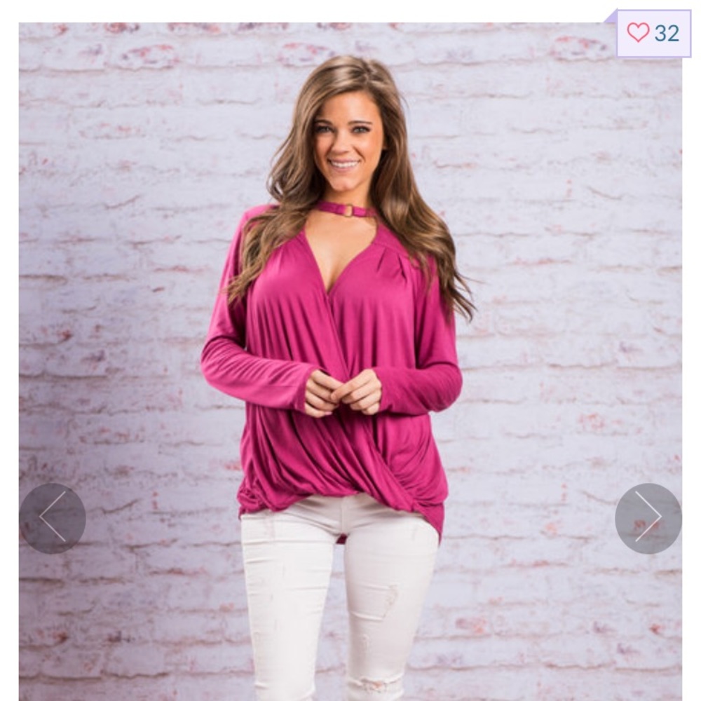 No Turning Back Now Blouse, Fuchsia